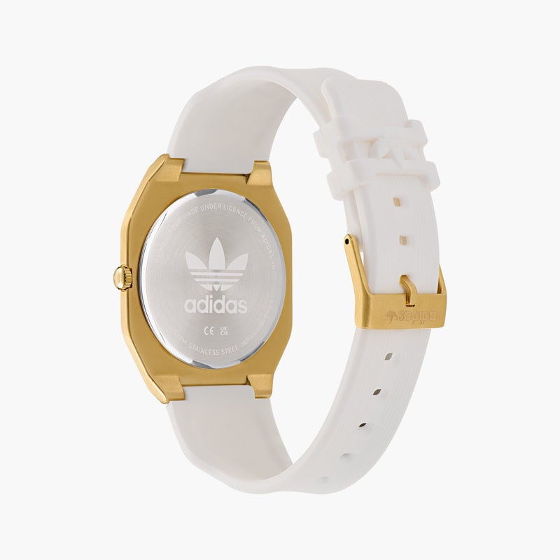 Adidas ساعة أنالوج ذهبية وبيضاء للنساء - Image 3